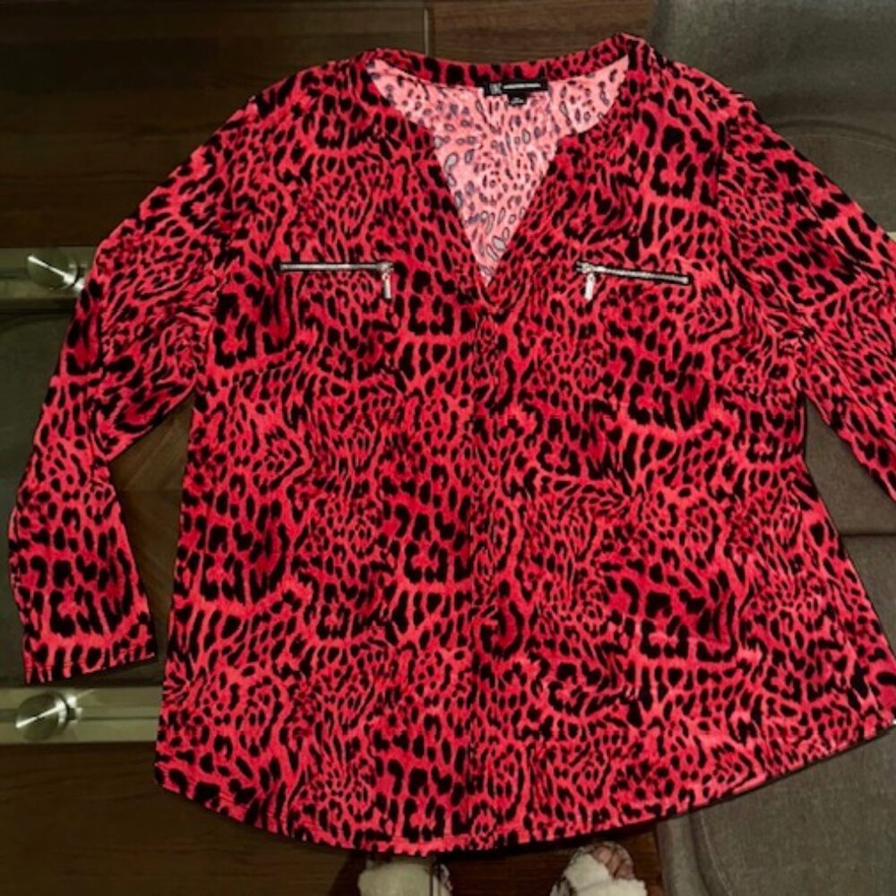 cheetah print red blouse